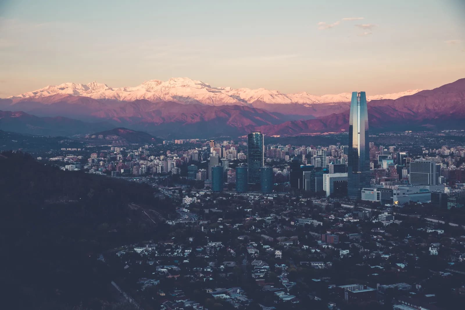 Santiago’s skyline and the Andes in an archival city photograph