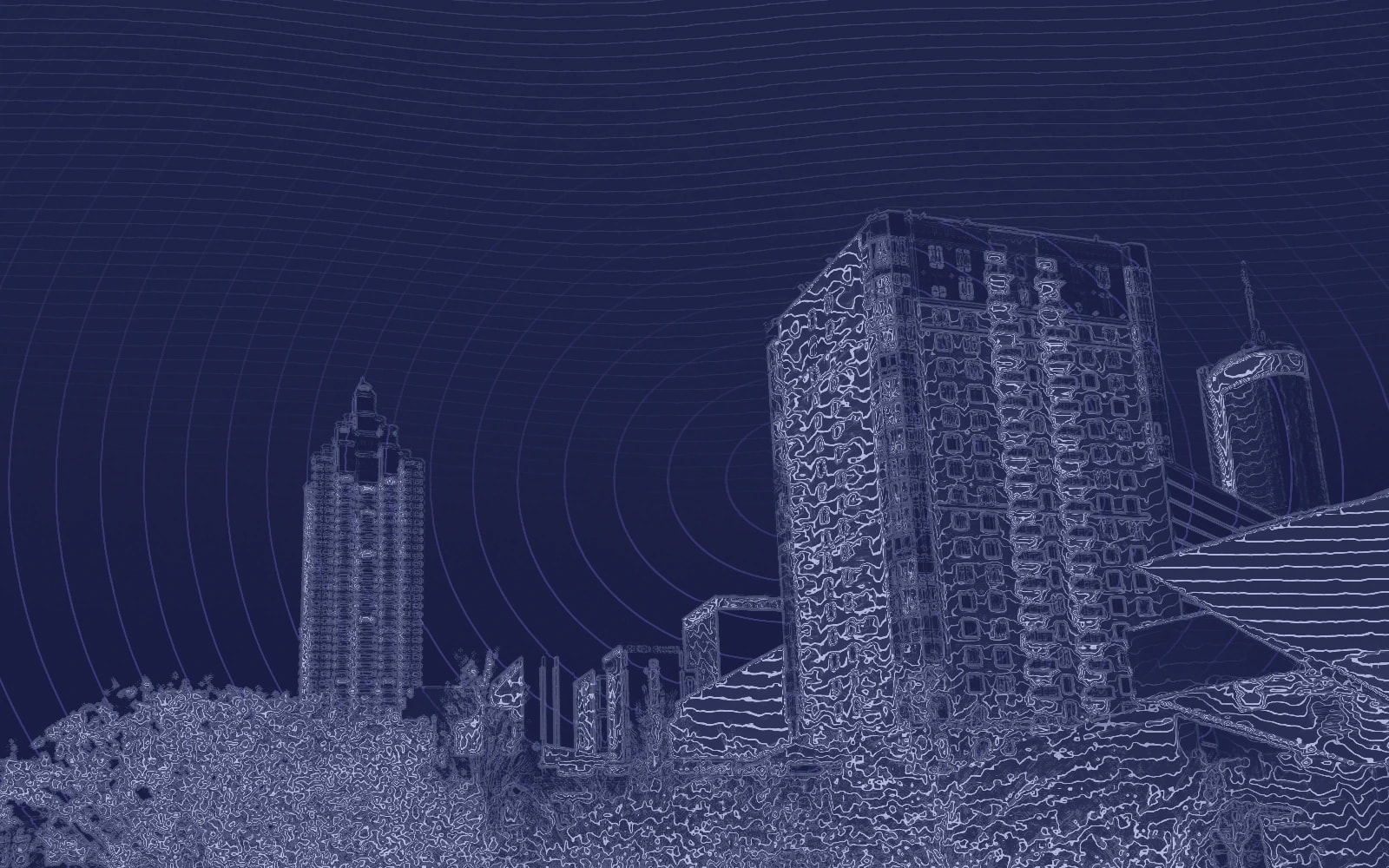 Editorial linework based on a 2019 photograph of the Atlanta skyline.